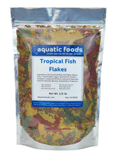 Aquatic Foods Inc Premium Community Flakes packaging highlights high-quality nutrition for diverse tropical fish.