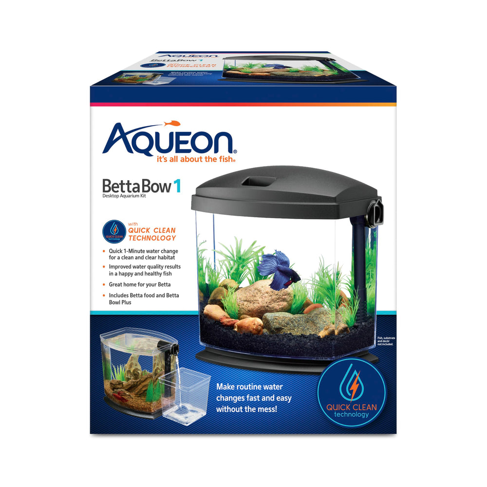 Aqueon BettaBow quick-clean side spout enables fast water changes