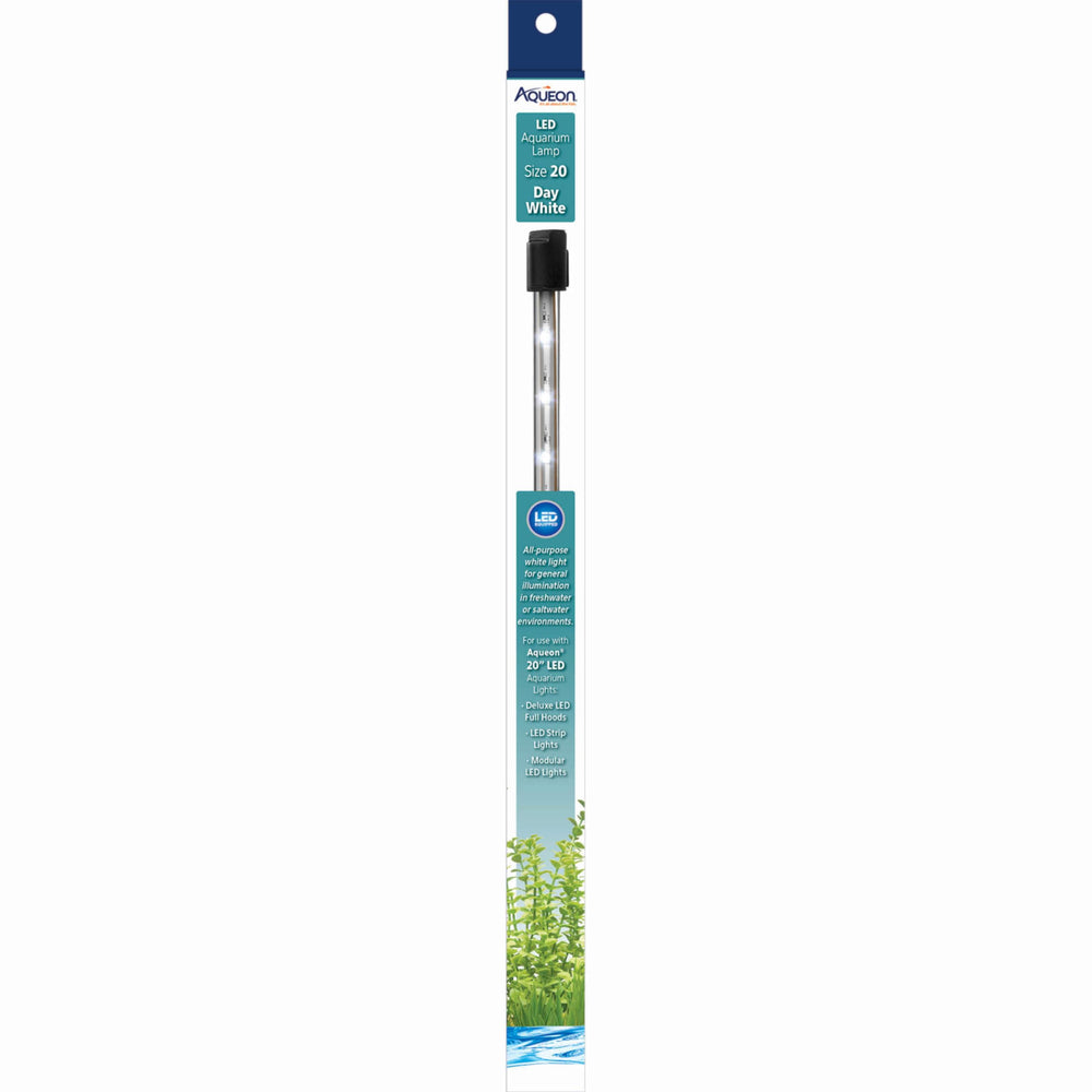 Aqueon Day LED aquarium lamp 20-inch white installed in a fixture offering crisp Day White illumination.