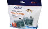 Aqueon filter cartridge small 6pk pack shot enhances aquarium water clarity.