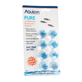 Aqueon Pure sphere design bottle closeup illustrating time-release bacteria for tank balance.