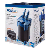 Aqueon QuietFlow filter front view showing multi-stage filtration for clear water