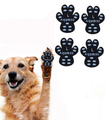 Aqumax dog paw protector anti-slip pads on floor provide secure traction on hardwood floors.