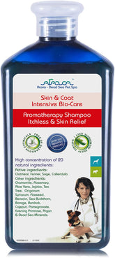 Arava Natural Medicated Dog Shampoo bottle front label with Dead Sea minerals for skin health