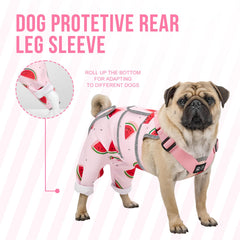 Arblina dog recovery suit belly-velcro panel pink enables customized snug fit