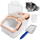 Arfubye large chinchilla sand bath house pink top view enables calm easy bathing.