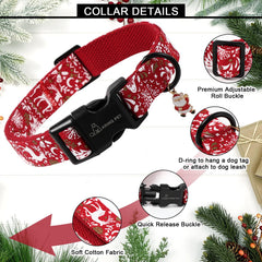 Aring Pet Christmas dog collar with Santa paws design supports secure, stylish holiday for small or large dogs.