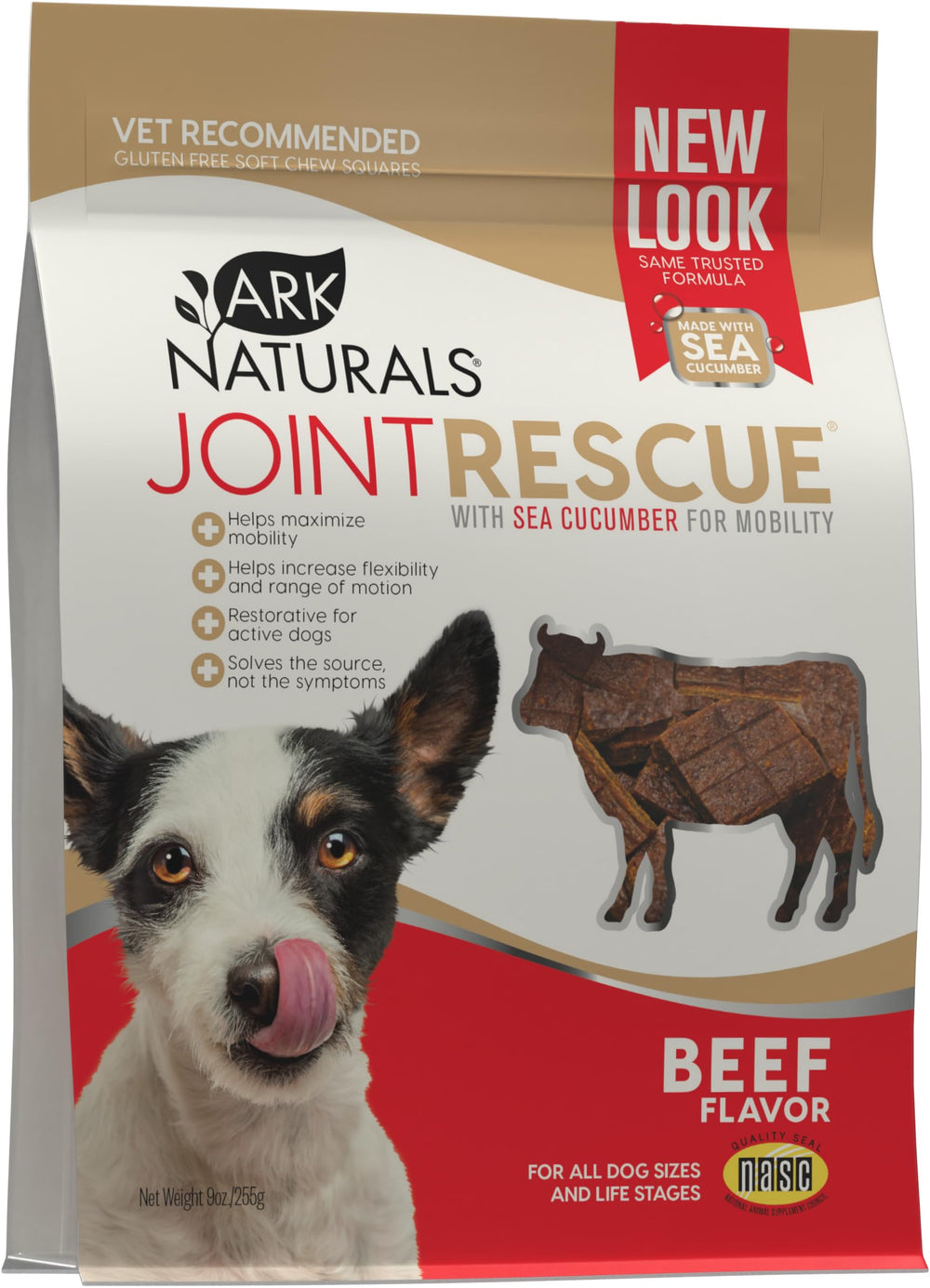 Ark Naturals Joint Rescue dog chew beef pack: tasty joint support snack for mobility and comfort.