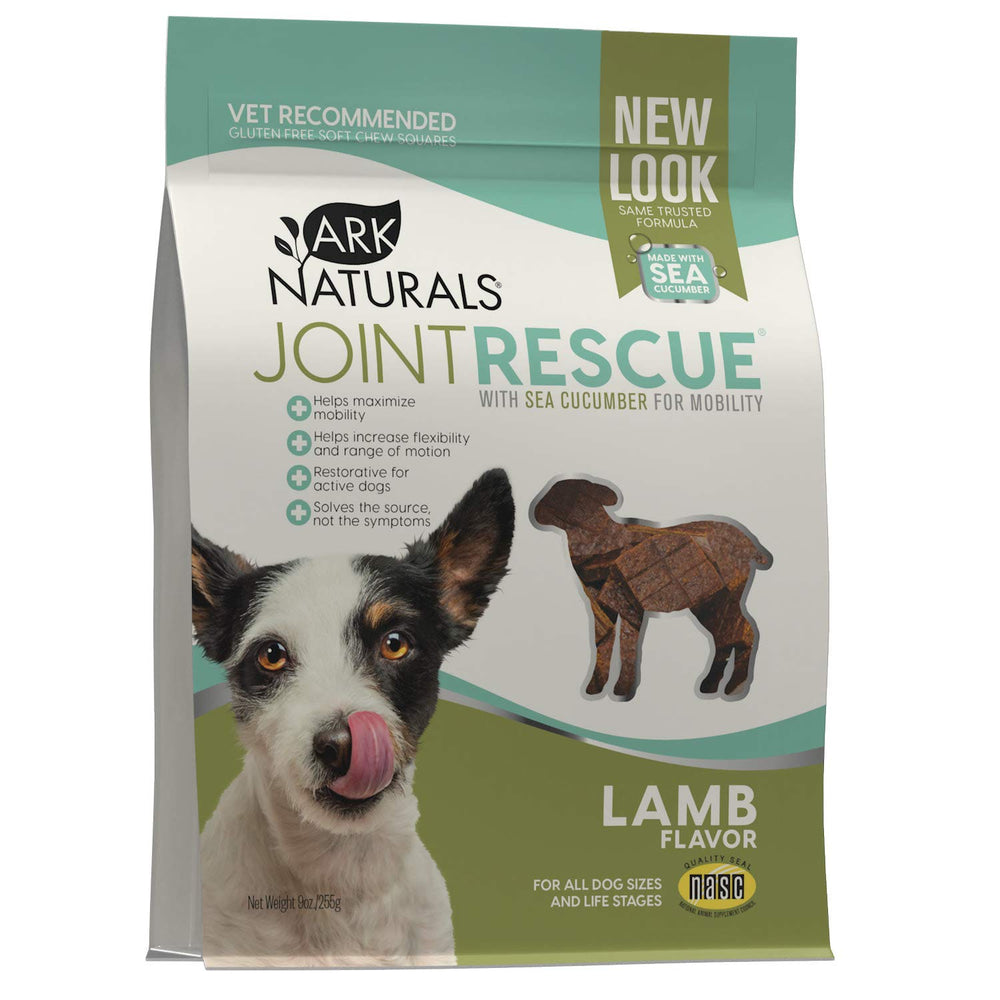 ARK NATURALS Sea Mobility dog treats lamb flavor packshot highlights tasty joint support for active dogs.