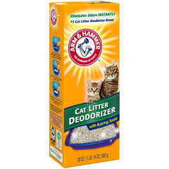 Arm & Hammer litter deodorizer pack four boxes offering long-lasting odor control.
