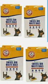 Arm & Hammer Swivel Bin Waste Bags 80ct packaging shows easy-tear design for quick pickup.