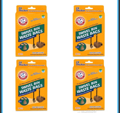 Arm & Hammer Swivel Bin Waste Bags in action for hygienic yard cleanup and odor control.