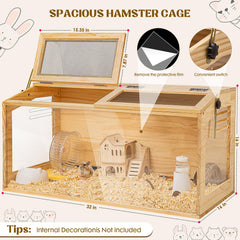 AronYada 32in hamster cage side view shows spacious living area for multiple pets