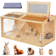 AronYada 32in hamster cage top view highlights chew-proof design for easy supervision