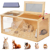 AronYada 40in wooden chewproof cage front view for durable, chew-resistant small pet housing