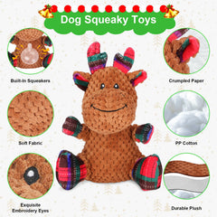Aroocke reindeer toy front offers interactive fetch and holiday fun.