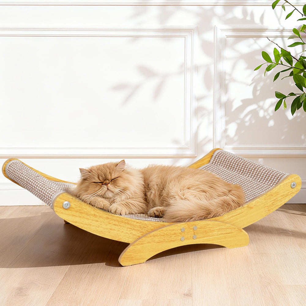 AROPEME cat scratcher bed with arched design supports scratching and lounging.
