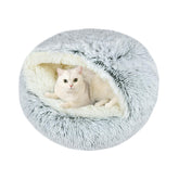 Arquiel Calming Cat Bed exterior grey offers a secure, cozy retreat for relaxed naps.
