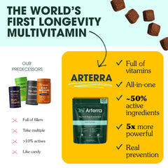 Arterra Longevity soft chews close-up highlighting convenient daily bites for brain and mood support.