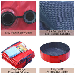 Artilife whelping box pool foldable setup emphasizes easy storage and cleaning after use.