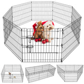 Artmalle puppy playpen 8-panel assembly shows quick indoor/outdoor setup for safe play