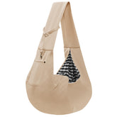 ARZQUT dog carrier sling apricot side view for hands-free small-pet transport.