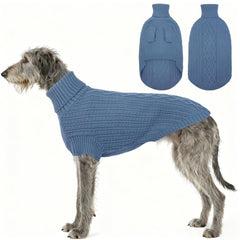 ASENKU dog sweater with elegant cable knit for stylish warmth.