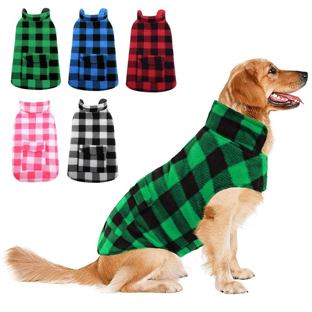 ASENKU dog winter coat, green front view, keeps pets warm on walks.