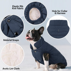 ASENKU dog winter coat waterproof back view shows full coverage.