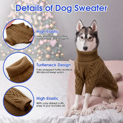 ASENKU extra-large dog sweater 3XL turtleneck closeup emphasizes premium fabric.