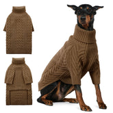 ASENKU extra-large dog sweater coffee front view keeps large dogs warm and stylish.