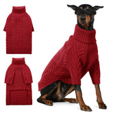 ASENKU extra-large dog sweater front view red provides warmth for large breeds.