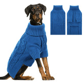 Asenku knitted dog sweater front view shows warm insulation for winter walks and cozy comfort.
