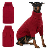 ASENKU red XL dog sweater front view for cozy winter warmth.