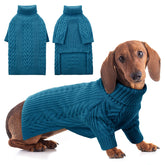 ASENKU teal blue dog sweater front view, cozy warmth for daily adventures.