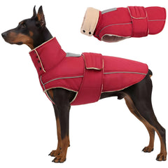 ASENKU warm dog coat front view shows snug fit and reflective visibility.