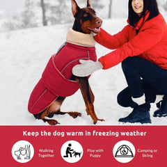ASENKU warm dog coat turtleneck-button-closure blocks cold winds for extra protection.