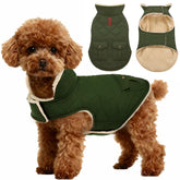 ASENKU warm dog winter coat front view shows waterproof green fabric for cold walks.