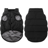 ASENKU Windproof Dog Winter Coat front view shows windproof shield and sleek black finish.
