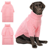 ASENKU XXL dog sweater pink front view for winter warmth during walks.
