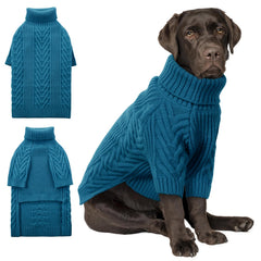 ASENKU XXL dog sweater teal blue front view for warmth and style