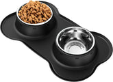 AsFrost small 12oz stainless steel dog bowl with no-slip mat for mess-free feeding.