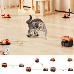 AsFrost upgraded cat toy treadmill moving string mouse pursuit for indoor play and chase