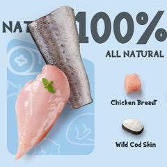 ASMPET chicken-wrapped cod skin stick with high-protein chew appeal