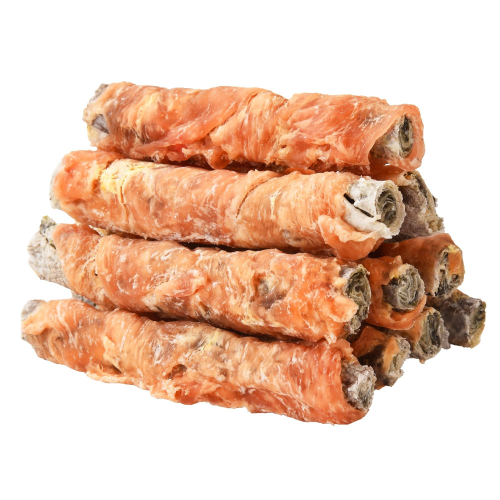 ASMPET dog cod skin treats packaging shows premium ingredients and resealable pouch for on-the-go snacking