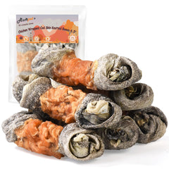 ASMPET Dog Cod Skin Treats packaging with resealable pouch for freshness on the go.
