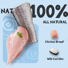 ASMPET dog cod skin treats stick closeup highlights chicken wrapped cod for protein-rich chew