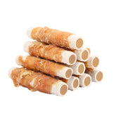 ASMPET Bones front view shows chicken-wrapped rawhide and sweet potato for long chews.