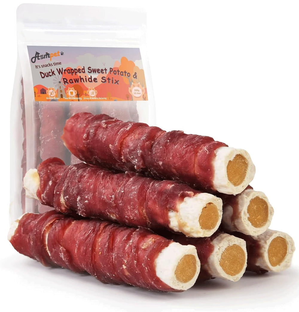 ASMPET duck-wrapped rawhide sweet-potato-stick 1 long-lasting chew for dogs
