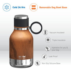 Asobu Buddy Bottle wood lid adds natural style and secure closure.